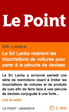 Econmie le sri lanka restreint les importations de voitures pour parer a la penurie de devises