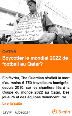 Economie boycotter le mondial 2022 de football au qatar