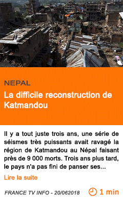 Economie la difficile reconstruction de katmandou