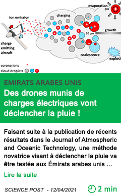 Science des drones munis de charges e lectriques vont de clencher la pluie