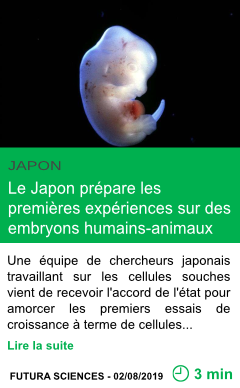 Science le japon prepare les premieres experiences sur des embryons humains animaux page001