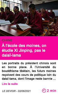Societe a l e cole des moines on e tudie xi jinping pas le dalai lama