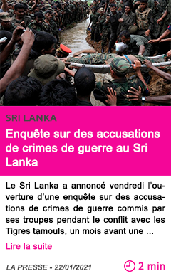 Societe enque te sur des accusations de crimes de guerre au sri lanka