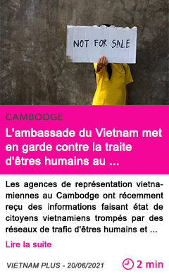 Societe l ambassade du vietnam met en garde contre la traite d e tres humains au cambodge