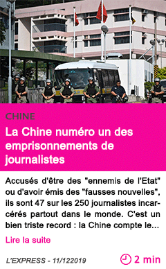Societe la chine numero un des emprisonnements de journalistes