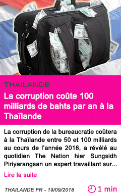 Societe la corruption coute 100 milliards de bahts par an a la thailande 1