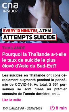Societe pourquoi la thai lande a t elle le taux de suicide le plus e leve d asie du sud est