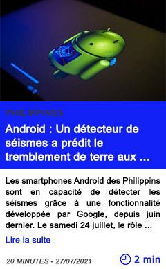 Technologie android un de tecteur de se ismes a pre dit le tremblement de terre aux philippines